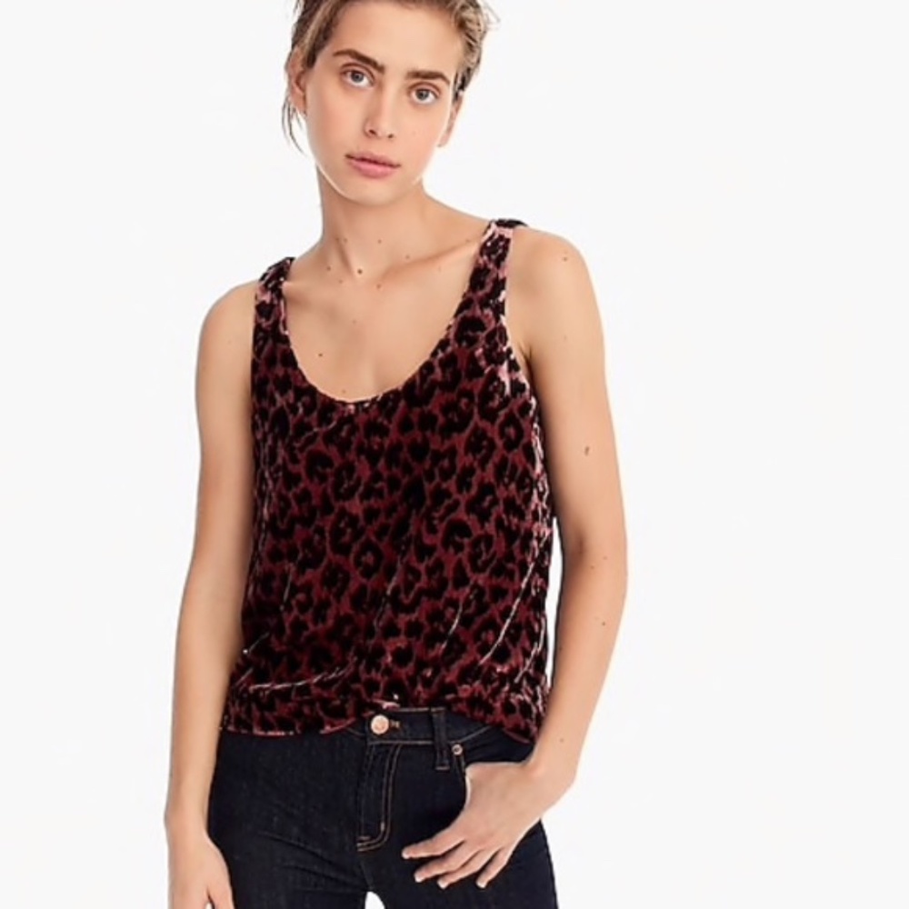 J Crew Always Velvet Leopard Tank sz 8